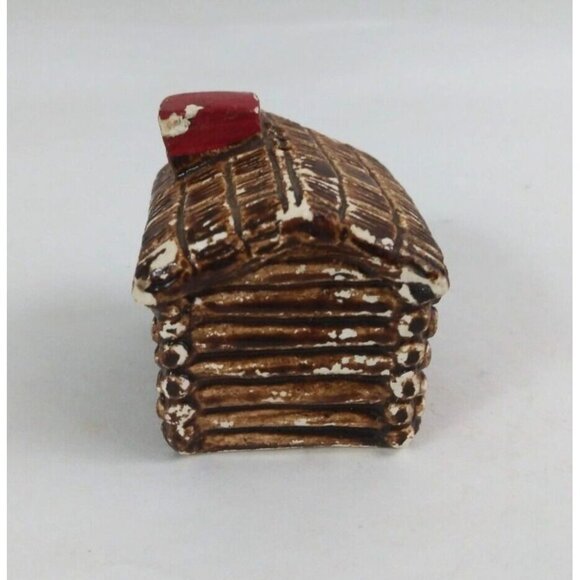 Vintage Chalk Ware Log Cabin 1.75" Salt & Pepper Shakers - Picture 4 of 13